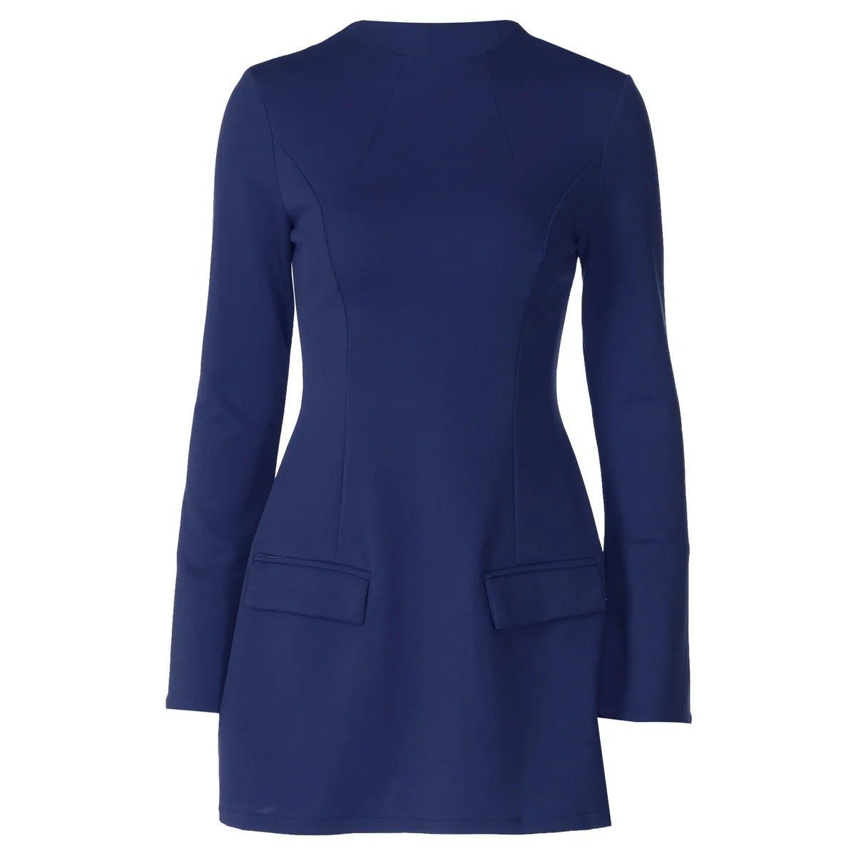 Hugcitar 2024 Spring O Neck Long Sleeve Solid Patchwork Zip Up Sexy Bodycon Mini Dress Women Fashion Outfits Birthday Party Y2K