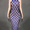 Sparkly Rhinestones Sleeveless Long Dress Elegant Dark Mesh Celebrate Evening Wedding Prom Gown Birthday Dress Photograph Wear