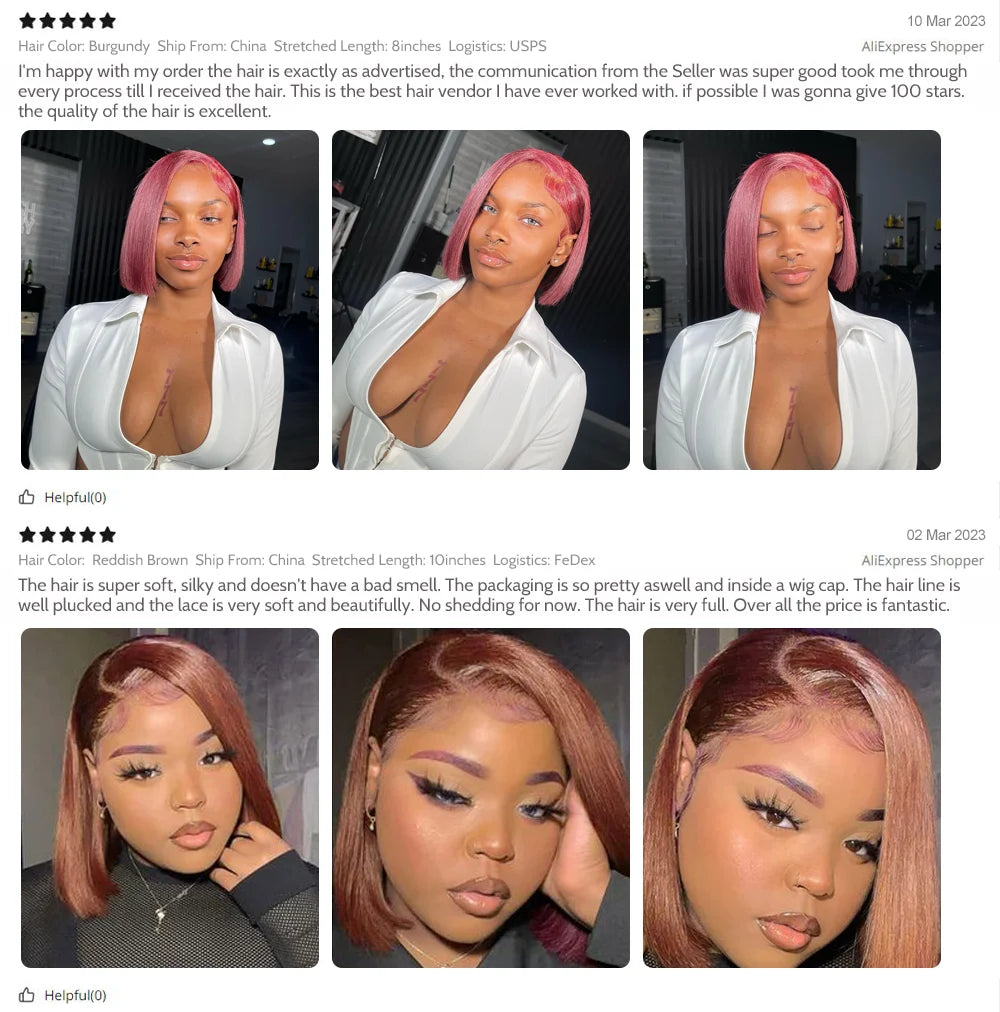13x4 Lace Front Human Hair Wig Transparent Lace Frontal Wigs For Black Women Short Bob Wig Multiple Remy Straight Natural Wig