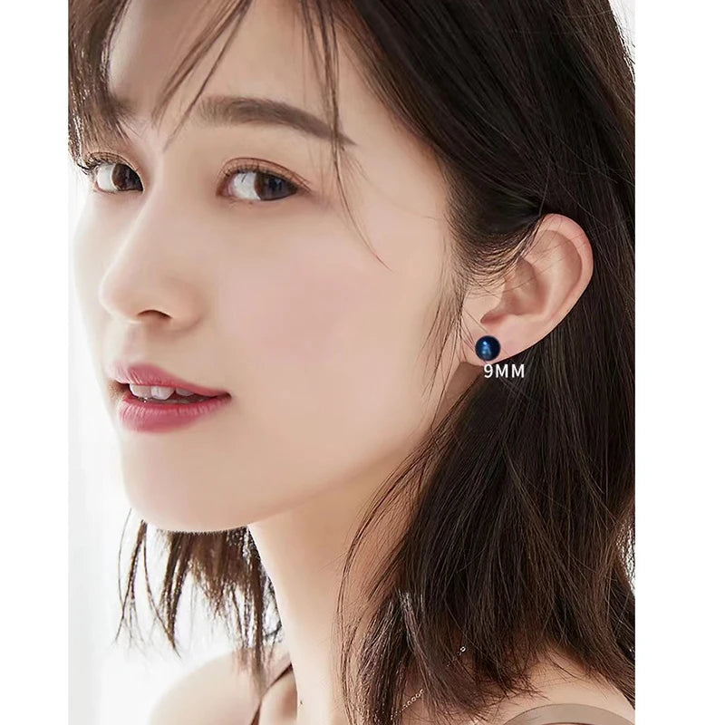 Natural Freshwater Pearl Stud Earrings Real 925 Sterling Sliver Earring Cultured White Pearl for Women Earring Jewelry Wholesale