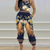 New Summer Fashion Printed Sleeveless Jumpsuit Sexy Hollow Backless Lace Up Long Jumpsuits Elegant Casual Jumpsuit With Pocket