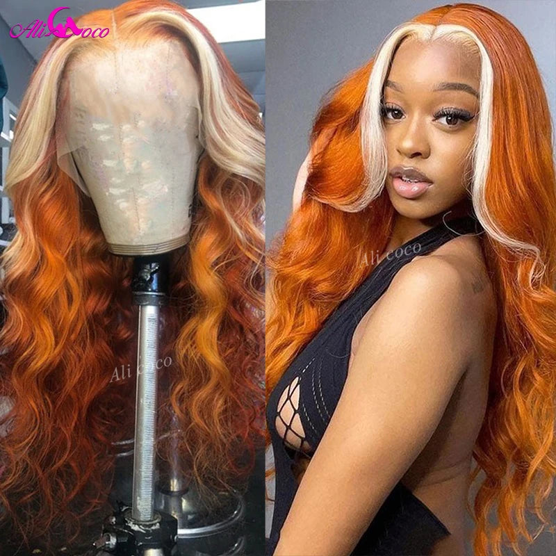Orange Ginge With 613 Blonde Body Wave Lace Front Wig For Women 13x4 Colored Human Hair Wigs Hd Transparent Lace Frontal Wig