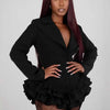 Women Slim Fit Casual Blazer Sexy V Neck Spring Long Sleeve Blazer Jumpsuit Ruffled Bodysuit Black Jumpsuit Night Club Wear