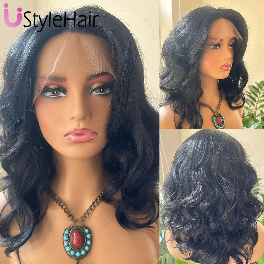 UStyleHair 613 Blonde Bob Lace Hair Lace Front Short Wave Wig Side Part Synthetic Front Wig Heat Resistant Synthetic Hair Daily