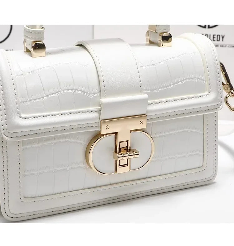 Luxury Designer Bags with High Quality Alligator Printing Leather and Delicate Metal Design Women's Portable Shoulder Bag