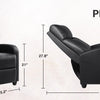 JHK Recliner Chair Massage Sofa Fabric Theater Lumbar Support Adjustable Modern Padded Seat Backrest Living Room Home Grey
