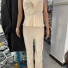 2 Piece Sets Women Outfit Sexy One Shoulder Ruched Top & Casual Straight Leg Pants Suits for Female Spring 2024 Fashion New