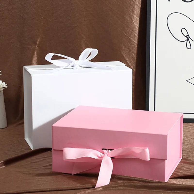 5Pcs Gift Box With Lid Personalized Bridesmaid Groomsmen Proposal Box With Ribbon Present Packaging Box Wedding Boxes