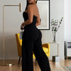 Wishyear Irregular Off Shoulder Sleeveless Strapless Jumpsuits Women Button Patchwork Wide Leg Pants Evening One Piece Outfits