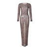 Dress Summer Women Leopard Print Mesh O Neck Long Sleeve Sexy See Through Maxi  Fashion Outfits Beach Vacation Nightclub