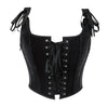 Black Velvet Sexy Overbust Corset Crop Tops Women Front Lace Up Side Zipper Shoulder Strap Bustier Vest Slimming Shaper Camis