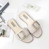 Summer Women Slippers Leather Square Toe Women Flats Flip Flops Designer Ladies Slides Sandals Women Shoes Luxury Sandals