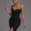 Orange Bandage Dress Women Party Dress Bodycon Elegant Sexy Spaghetti Strap Birthday Evening Club Outfits New Year 2024 Summer