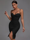Orange Bandage Dress Women Party Dress Bodycon Elegant Sexy Spaghetti Strap Birthday Evening Club Outfits New Year 2024 Summer