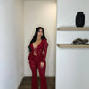 2025 Women's Set Long Sleeve Lace See Through Shirt + Long Pants Street Evening Sexy Two 2Piece Sets Outfits Tracksuit