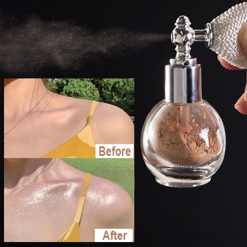 Diamond Highlighter Powder Spray Waterproof High Gloss Glitter Body Bronzer Highlight Powder Face Contour Illuminator Makeup