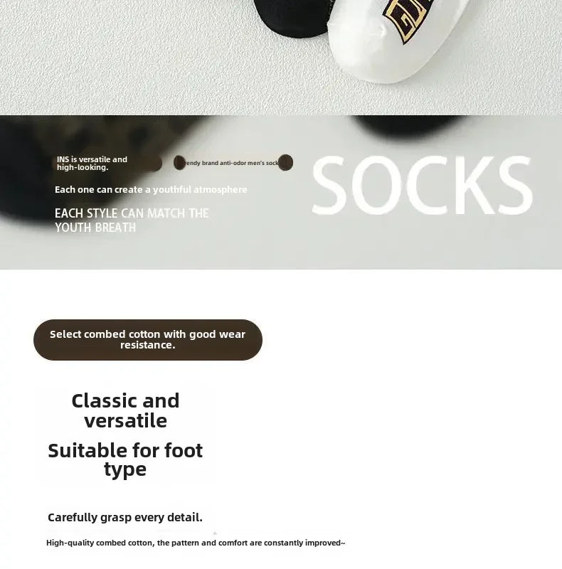 Men's Summer Socks Low-cut Absorbent Anti-odor Cotton Ankle Socks Pop-socks Moisture Absorbent Sweat-absorbent Short Tube