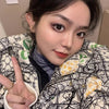2023 European Station Winter New Down Jacket Women's Warm Fashion Short Color Patchwork Graffiti thick White Duck Down Coa