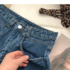 ITOOLIN Women Vintage Tassels Denim Shorts Button Loose High Waist A-line Jean Shorts Casual Women Office Trousers Streetwear