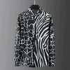 Fashion Men's Luxury Retro Print Shirt Crown Diamond Casual Social Shirt Long Sleeve Slim Fit Business Party Dress Shirt XS-6XL
