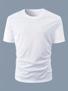 Summer Men's 100% Cotton Casual Loose Size Graphic Line Print Round Neck Short Sleeve T-shirt Top