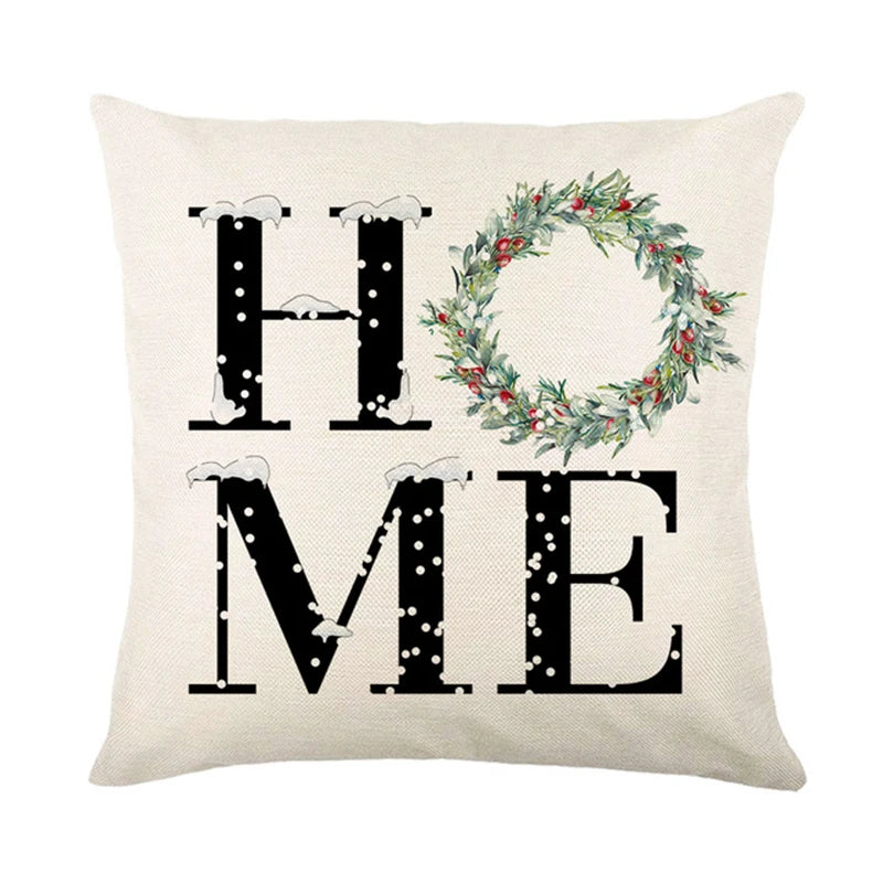 Linen Christmas Pillow Cover Snowman Elk Pillow Case 2024 Christmas Decoration for Home New Year Sofa Car Cushion Cover 45x45cm