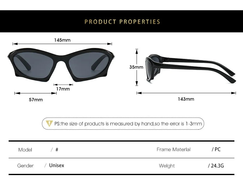 Retro Sports Sunglasses Geometric Trend Steampunk Glasses Sports Vintage Punk Shade Sunglasses UV400 Women Men Eyewear