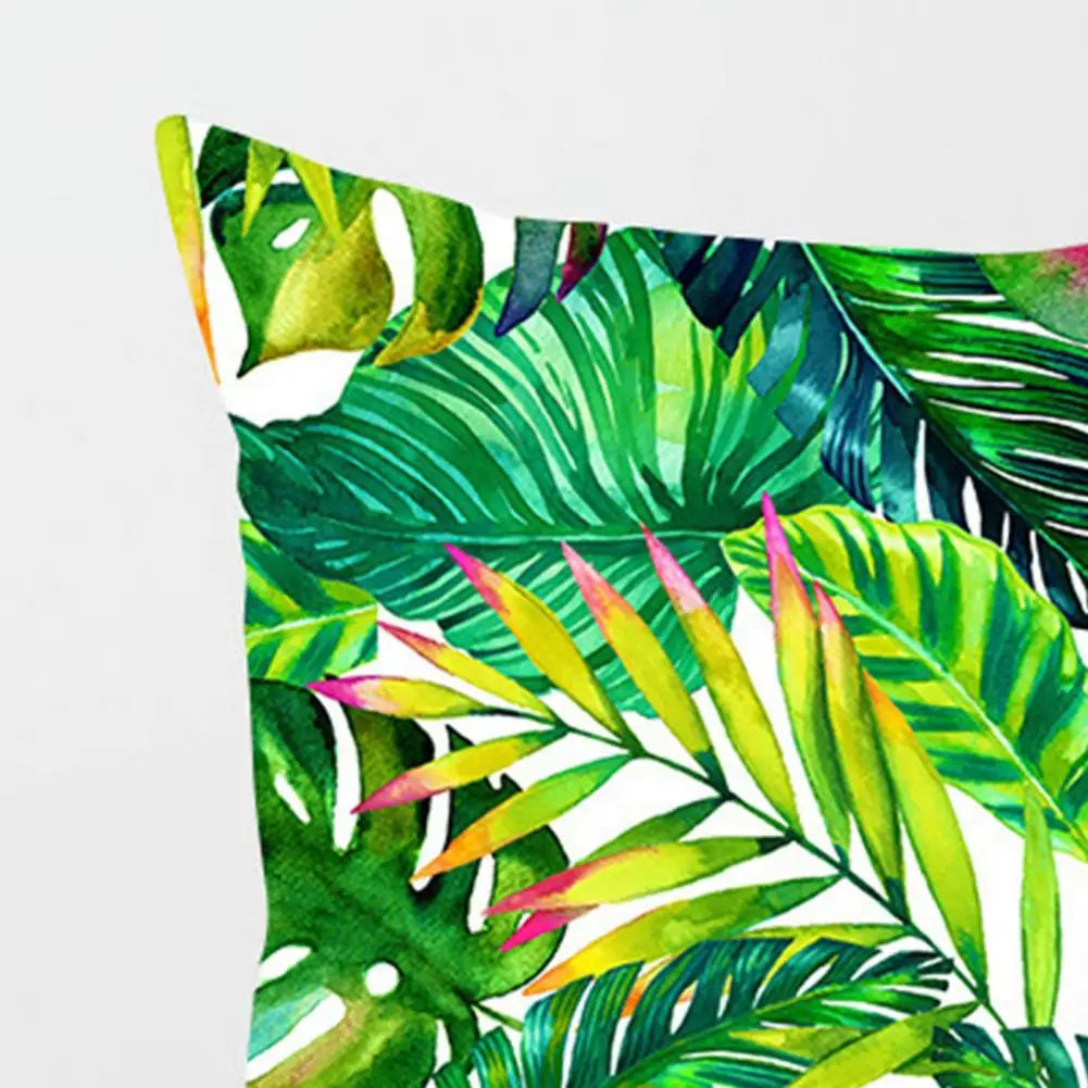 45cm Cushion Case Removable Polyester Green Plant Print Pillowcase Tropical Leaf Cactus Monstera Throw Cushion Cover Home Decor