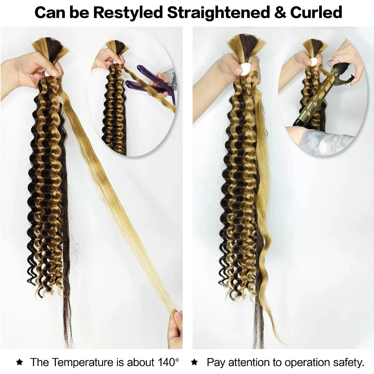 Synthetic Bulk hair for Braiding Wet and Wavy Micro Braiding No Weft Faux Deep Wave Braiding Hair Extensions for Box Boho Braids