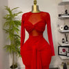 New Women's Long Dresses Sexy Round Neck Full Sleeve High Waist Elegant Splice Bodycon Evening Vestidos Maxi Party Night Dress