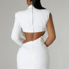 CM.YAYA Women Full Sleeve Elegant O-neck Mini Dress 2024 Summer Pearl String Sexy Street Night Club Party Vestidos Dresses