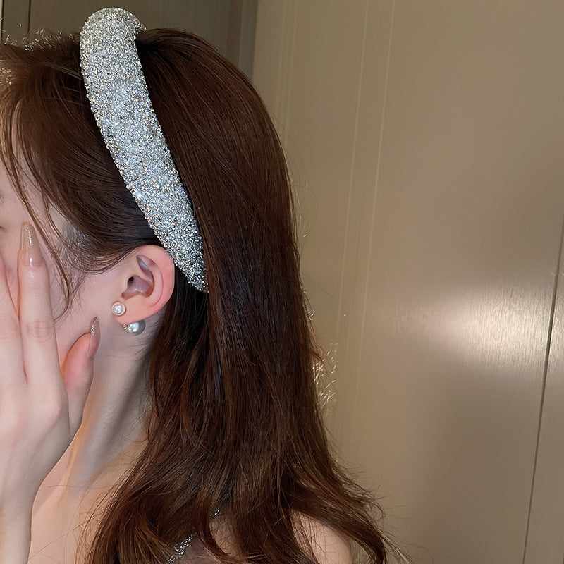 Luxury Inlaid Rhinestone HairBands for Women Korean Fashion Hair Pressure Headband Small Pearl Wedding Hair Jewelry