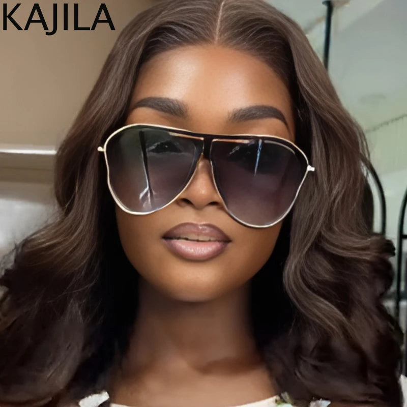 Oversized Hollow One-Piece Sunglasses Women Big Frame 2024 Luxury Brand Special-Shaped Sun Glasses For Ladies Eyewear Shades