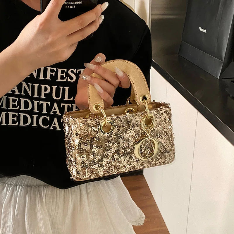 Sparkly Glitter Mini Evening Bag for Women, Designer Crossbody Shoulder Purse, Luxury Party Wedding Clutch, Unique Boutique Gift