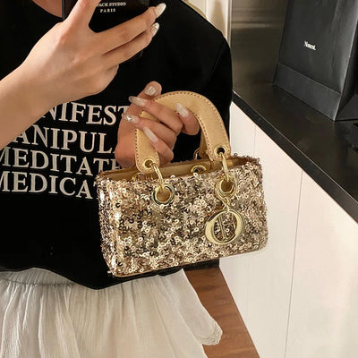 Sparkly Glitter Mini Evening Bag for Women, Designer Crossbody Shoulder Purse, Luxury Party Wedding Clutch, Unique Boutique Gift