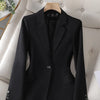 Fashion Women Casual Blazer Ladies Pink Black Blue Coffee Long Sleeve Single Button Female Jacket For Autumn Winter