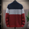 Autumn Winter Cardigan Sweater Men Fleece Zipper Sweaters Velvet Contrast Striped Sweater Coats Casual Jackets