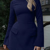 Hugcitar 2024 Spring O Neck Long Sleeve Solid Patchwork Zip Up Sexy Bodycon Mini Dress Women Fashion Outfits Birthday Party Y2K