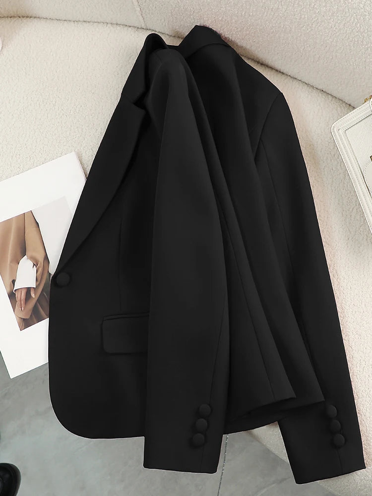 Women Blazer Ladies Red Green Beige Black Solid Female Business Work Wear Slim Formal Jacket Coat For Autumn Winter