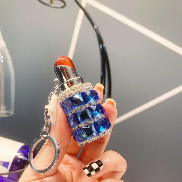 Luxury Diamond Lipstick Inflatable Lighter Mini Butane Pink Water Diamond Portable Lighter High End Women's Smoking Gift