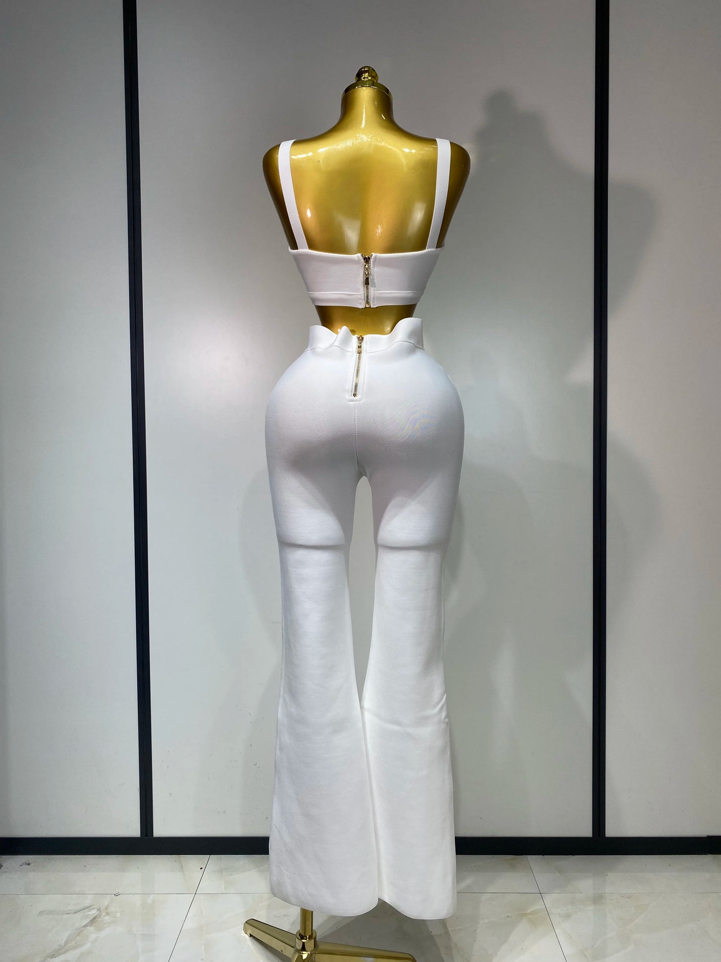 High Quality Elegant Bandage Top Pant Set Women Sexy Evening Party Nightclub Luxury Birthday High Street Fashion Two Piece Set