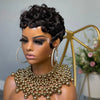 Curly Pixie Cut Wigs Short Human Hair Wig for Black Women Natural Black Wave Bob Glueless Wig Remy Hair Full Machine Made Wig