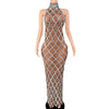 Sparkly Rhinestones Sleeveless Long Dress Elegant Dark Mesh Celebrate Evening Wedding Prom Gown Birthday Dress Photograph Wear