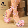 11CM Sexy Strappy Pole Dance Shoes Summer Women Embroider Butterfly High Heels Nightclub Transparent Wedges Heeled Sandals Black