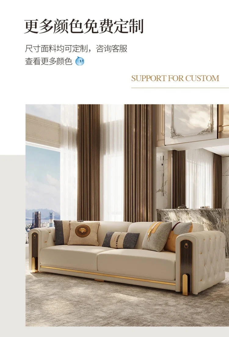 Elegant Luxury Modern Sofa Designs Royal Set Designer Leather Sofa Lounge Loveseat Divano Soggiorno Living Room Furniture
