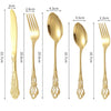 Golden Stainless Steel Cutlery Set Royal European Spoon Fork Complete Tableware Retro Design Dishwasher Safe Elegant Flatware