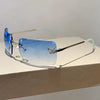 Y2K Luxury Brand Designer Rimless Square Sunglasses Women For Female Trendy Sun Glasses Diamond Butterfly Pink Punk Shades UV400