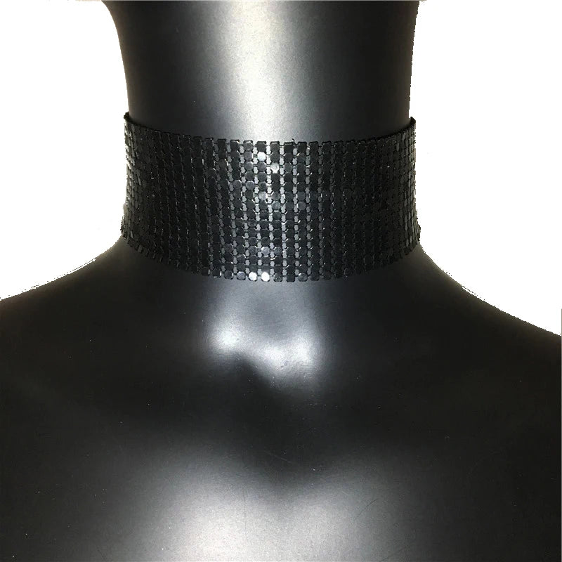 Fashion Metal Sequins Chokers Necklace Jewelry Women Statement Choker Wedding Necklace Jewelry Accessories For A Gift
