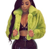 Fashion Faux Fur Open Stitch Lapel Crop Jackets Women Clothing Autumn Winter Solid Long Sleeve Warm Furry Fluffy Coat Outer Wear