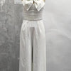 Spring New Jumpsuit Women Bandeau Beaded Spaghetti Strap Bowknot Design Ruched Slim Fit Elegant Wide-Leg Overall Female Jumpsuit